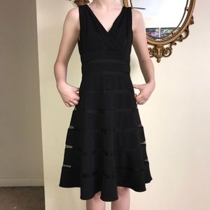 Black stripped dress Sz 4 Euc